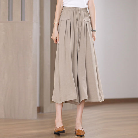 Women's High-Waist Loose Ice Silk Wide-Leg Pants