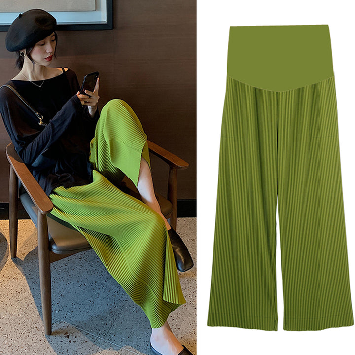 Maternity Wide Leg Pleated Pants for Spring Summer