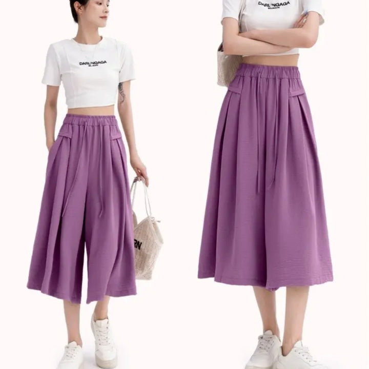 Women's High-Waist Loose Ice Silk Wide-Leg Pants
