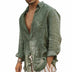 Men's Casual Cotton Linen Lapel Long-Sleeve Shirt