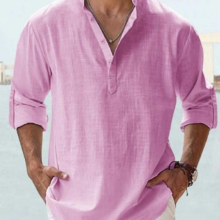 Summer Men's Casual Loose Fit Long Sleeve Cotton Shirt
