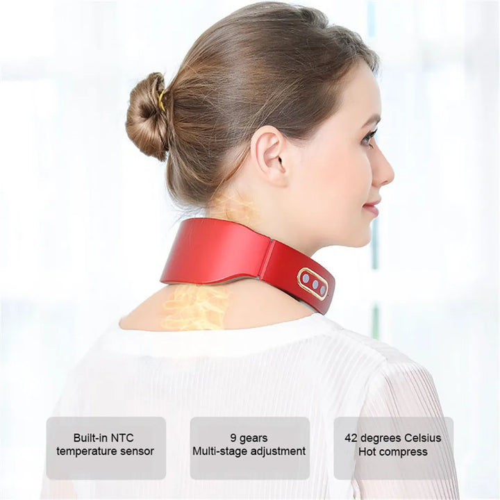 Electric Neck and Shoulder Pulse Massager 6 Mode 9 Levels Adjustable Cervical Vertebra Relax Pain Relief Kneading Machine