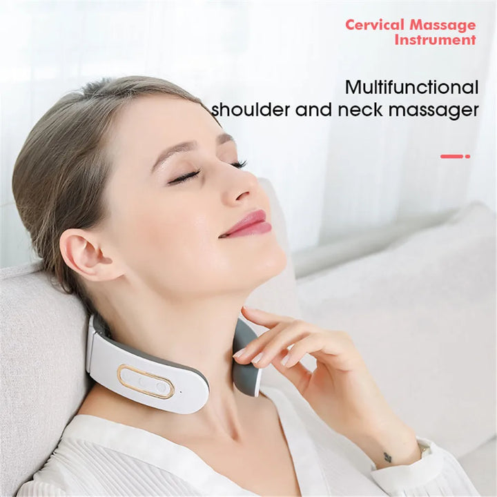 Electric Neck and Shoulder Pulse Massager 6 Mode 9 Levels Adjustable Cervical Vertebra Relax Pain Relief Kneading Machine