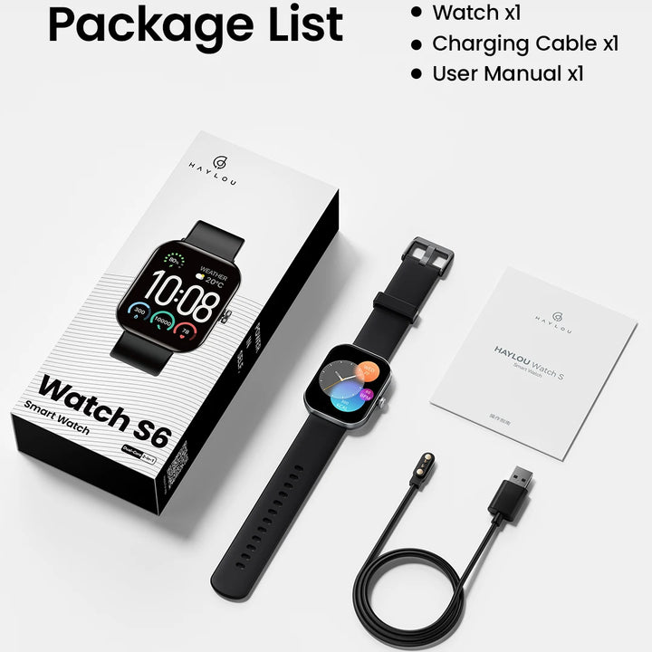 HAYLOU Watch S6 Smartwatch 2.01" HD Display Smart Watch Bluetooth Voice Callings IP68 Waterproof Fitness Tracking Smartwatch