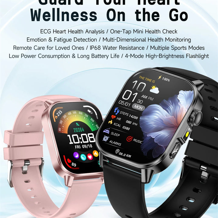2026 New Model Uric Acid & Lipid Health Analysis Smart Watch Men ECG+PPG Bluetooth Call 2.01-inch Flashlight Smartwatch Women