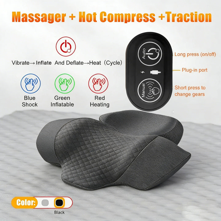 Electric Neck Massager Cervical Pillow Hot Compress Neck Stretch Heating Vibration Neck Shoulder Massage Pillow Back Traction