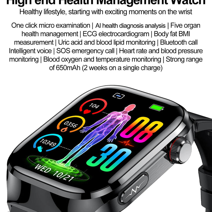 2025New Micro Physical Examination Smart Watch For Men Uric Acid Body Fat Five Organ Health Watches Bluetooth Call SmartBracelet
