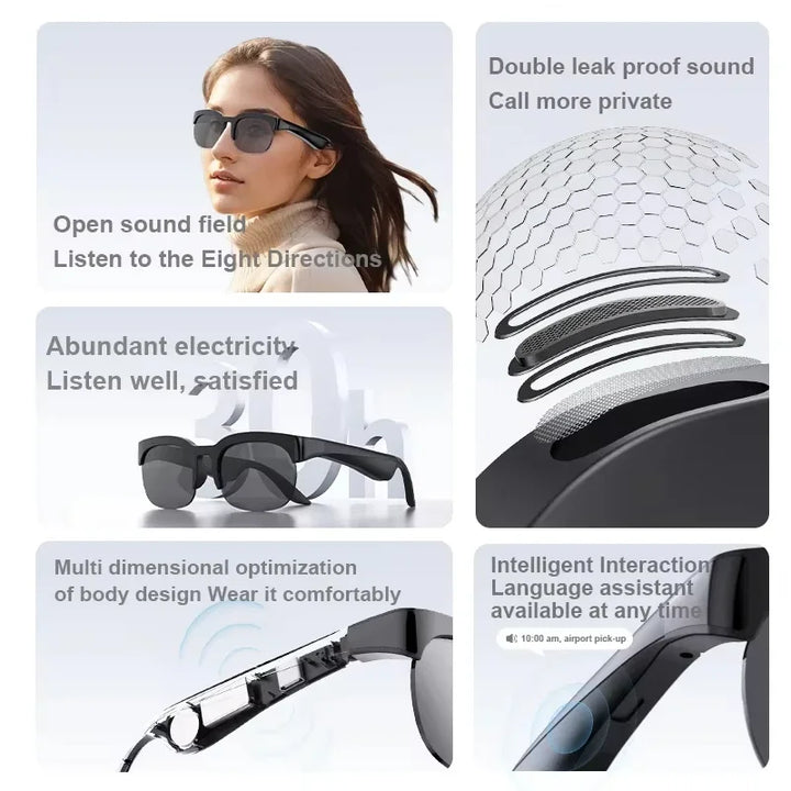 Lenovo AI Voice Assistant Smart Glasses 4K Remote Control Touch Photo Camera Recording Translator Wireless Bluetooth Sunglasses