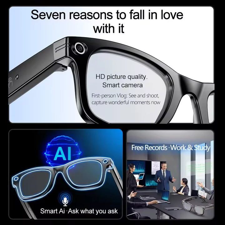 New 800W Camera AI Glasses Men Color-Changing Smart Translation Glasses Photo Video Recording Waterproof Call Smart Sunglasses
