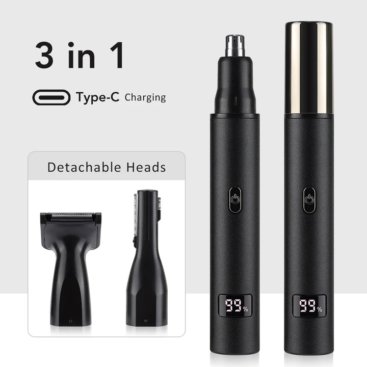 3 in 1 Mini Pocket Nose Hair Trimmer Painless Clipper Nose Ears Hair Eyebrow Waterproof Portable Trimmer For Men Women