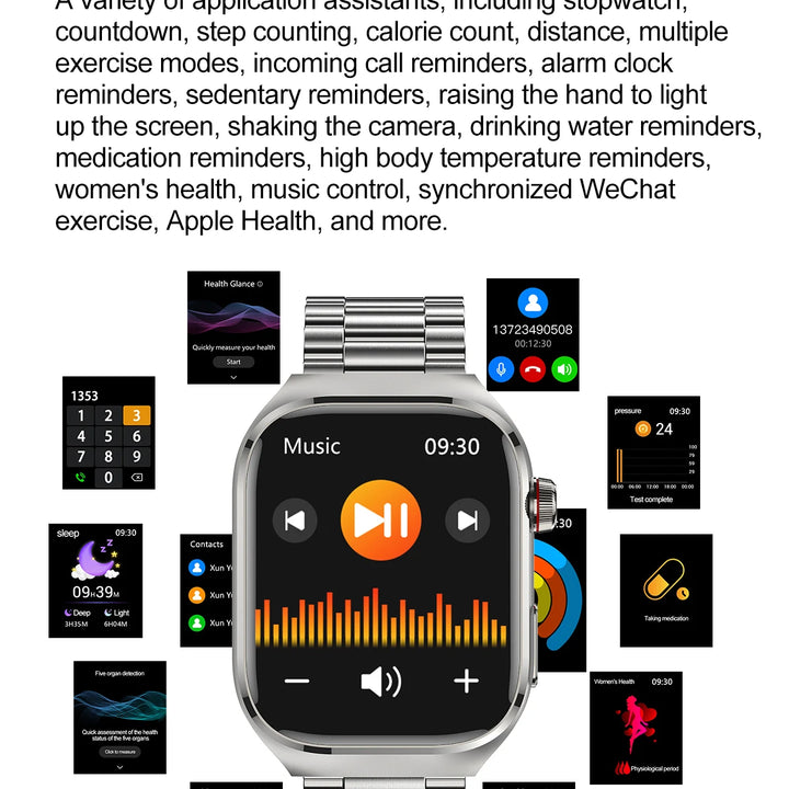 2025New Micro Physical Examination Smart Watch For Men Uric Acid Body Fat Five Organ Health Watches Bluetooth Call SmartBracelet