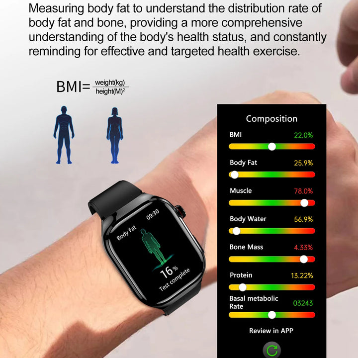 2025New Micro Physical Examination Smart Watch For Men Uric Acid Body Fat Five Organ Health Watches Bluetooth Call SmartBracelet
