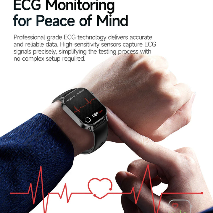 2026 New Model Uric Acid & Lipid Health Analysis Smart Watch Men ECG+PPG Bluetooth Call 2.01-inch Flashlight Smartwatch Women