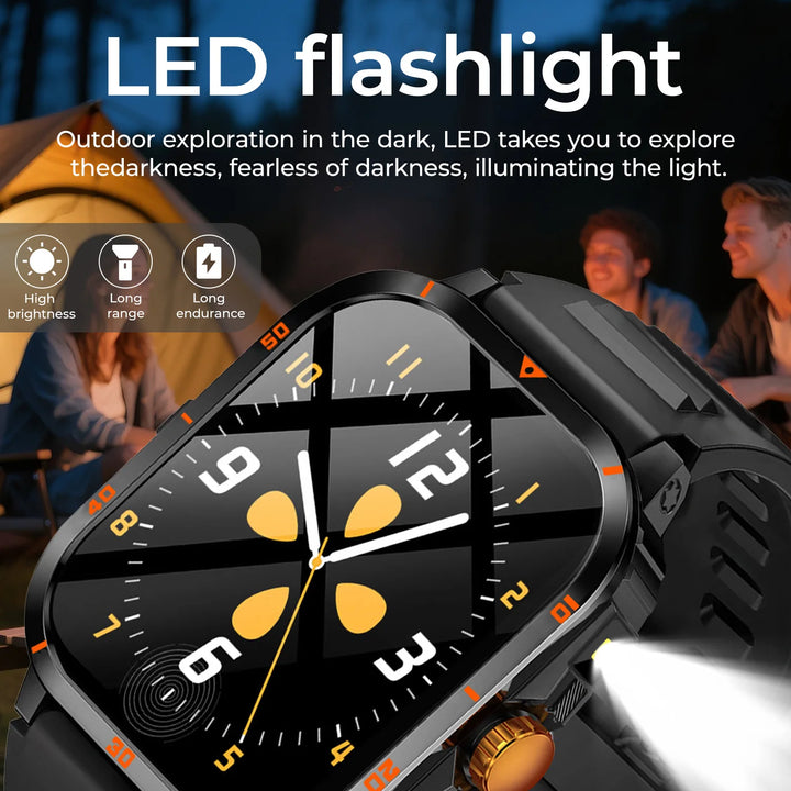 2025 NEW Military Smartwatch 2.01''HD Screen for Android/IOS Bluetooth Call Waterproof Outdoor Sports Fitness Smart Watch Men