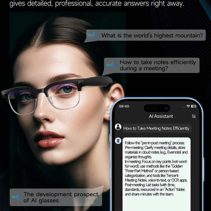 2026New 800W Pixel Camera Smart Glasses Men Video Recording AI Photo Recognition Bluetooth Call Voice Translation Sunglasses Man