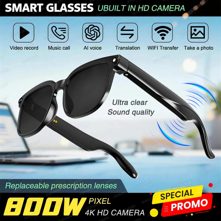 2026 New Smart AI Glasses 1080P HD Video Record Camera ChatGPT Bluetooth Call 32GB ROM Language Translation Music Sunglasses Men