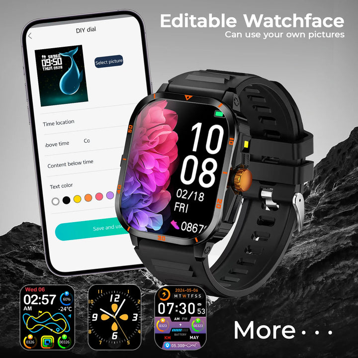 2025 NEW Military Smartwatch 2.01''HD Screen for Android/IOS Bluetooth Call Waterproof Outdoor Sports Fitness Smart Watch Men