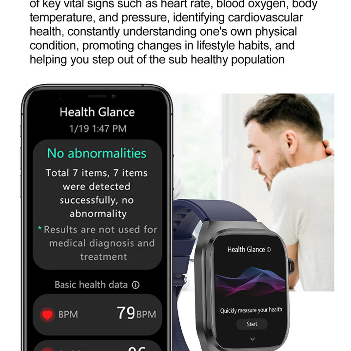 2025New Micro Physical Examination Smart Watch For Men Uric Acid Body Fat Five Organ Health Watches Bluetooth Call SmartBracelet