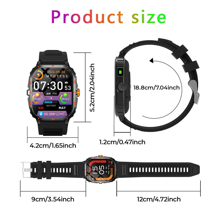 2025 NEW Military Smartwatch 2.01''HD Screen for Android/IOS Bluetooth Call Waterproof Outdoor Sports Fitness Smart Watch Men