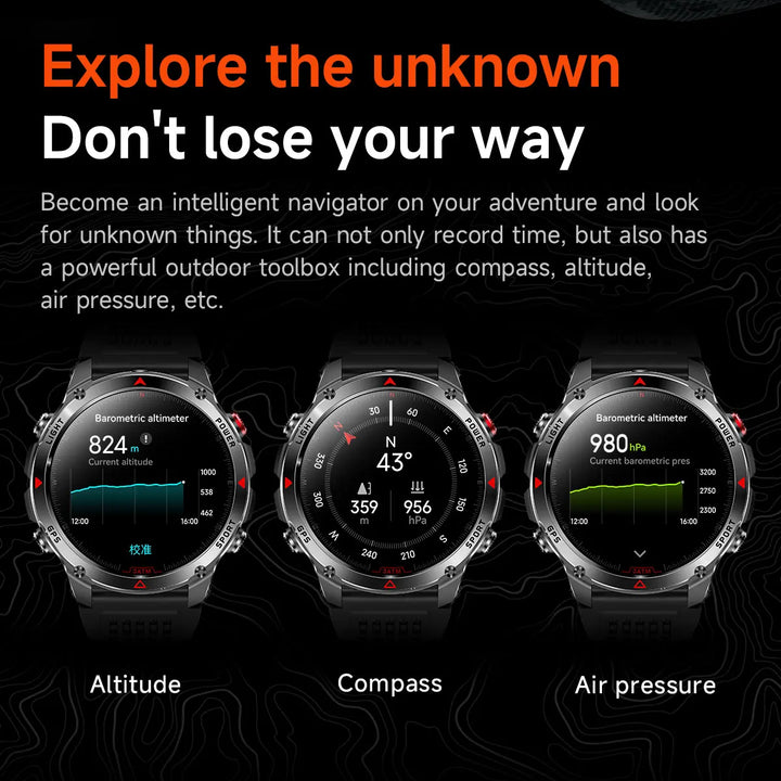 2025 New GPS Map Navigation Smart Watch Men Women Amoled Screen 3ATM Waterproof Sport SmartWatch Compass NFC BT Call Watches Men