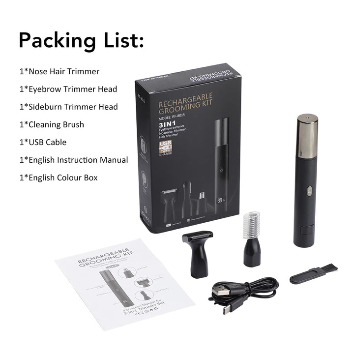 3 in 1 Mini Pocket Nose Hair Trimmer Painless Clipper Nose Ears Hair Eyebrow Waterproof Portable Trimmer For Men Women