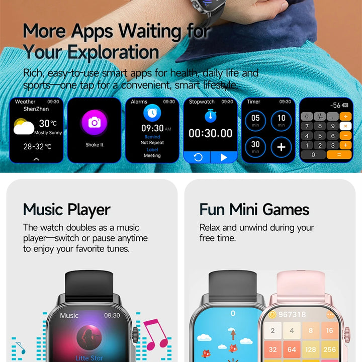 2026 New Model Uric Acid & Lipid Health Analysis Smart Watch Men ECG+PPG Bluetooth Call 2.01-inch Flashlight Smartwatch Women