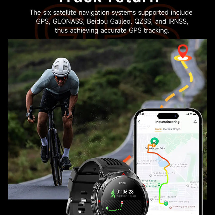 2025 New GPS Map Navigation Smart Watch Men Women Amoled Screen 3ATM Waterproof Sport SmartWatch Compass NFC BT Call Watches Men
