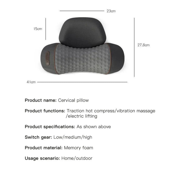 Electric Neck Massager Cervical Pillow Hot Compress Neck Stretch Heating Vibration Neck Shoulder Massage Pillow Back Traction
