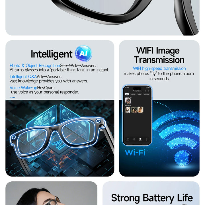 New 800W Camera AI Glasses Men Color-Changing Smart Translation Glasses Photo Video Recording Waterproof Call Smart Sunglasses