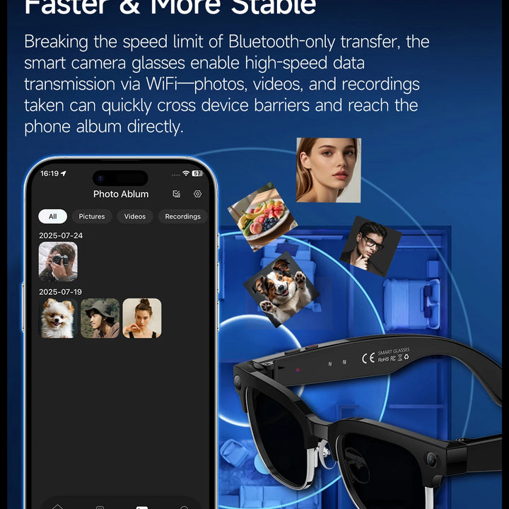 2026New 800W Pixel Camera Smart Glasses Men Video Recording AI Photo Recognition Bluetooth Call Voice Translation Sunglasses Man