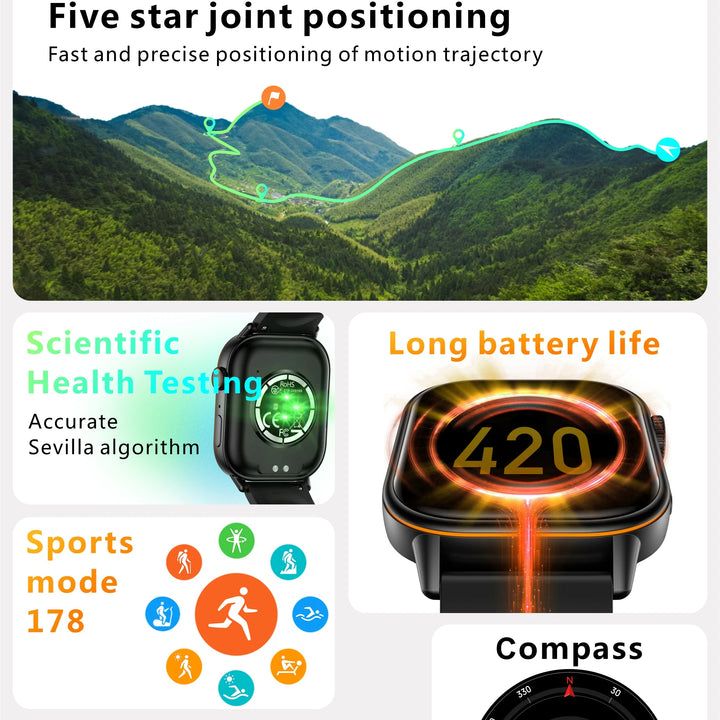 New GPS Military Smart Watch Bulit-in GPS Compass Altimeter Barometric 10ATM IP69K Waterproof AMOLED BT Call Smartwatch
