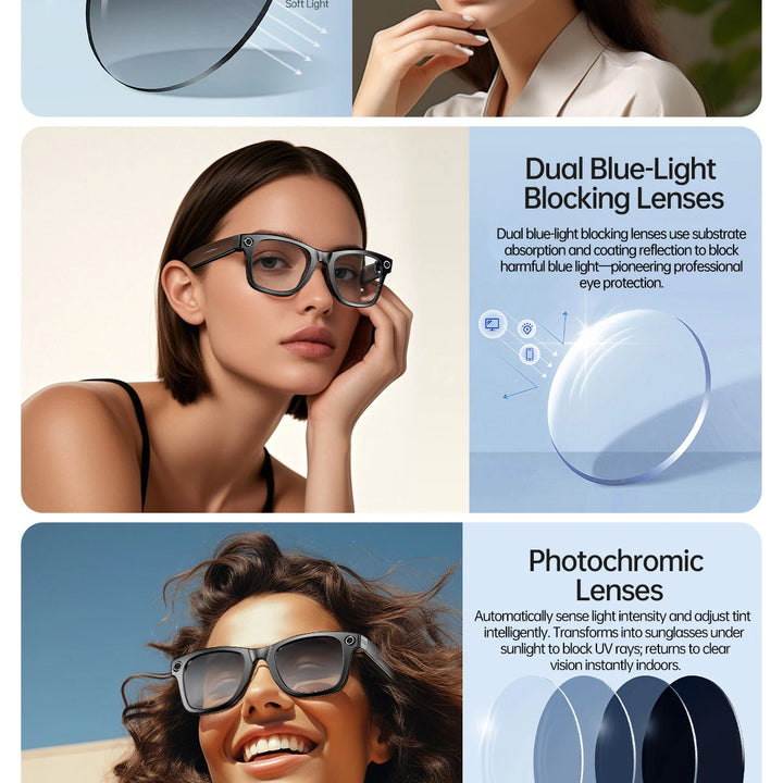 New 800W Camera AI Glasses Men Color-Changing Smart Translation Glasses Photo Video Recording Waterproof Call Smart Sunglasses