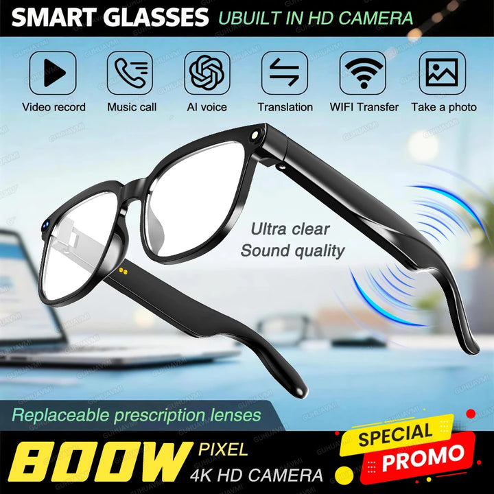 2026 New Smart AI Glasses 1080P HD Video Record Camera ChatGPT Bluetooth Call 32GB ROM Language Translation Music Sunglasses Men