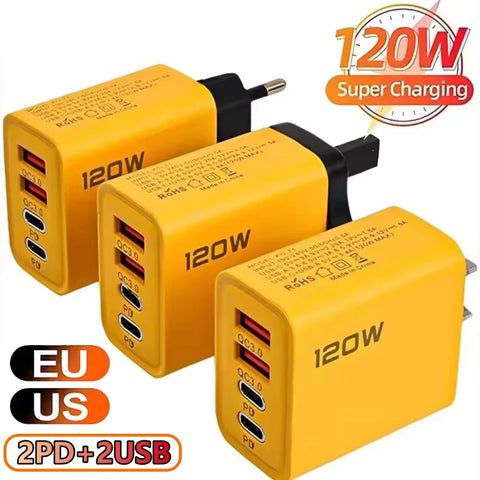 ZUIDID 120W 4-Port Fast Wall Charger – Multi-Device USB Fast Charging Adapter