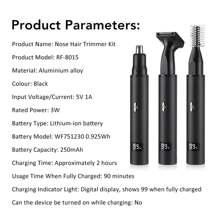 3 in 1 Mini Pocket Nose Hair Trimmer Painless Clipper Nose Ears Hair Eyebrow Waterproof Portable Trimmer For Men Women