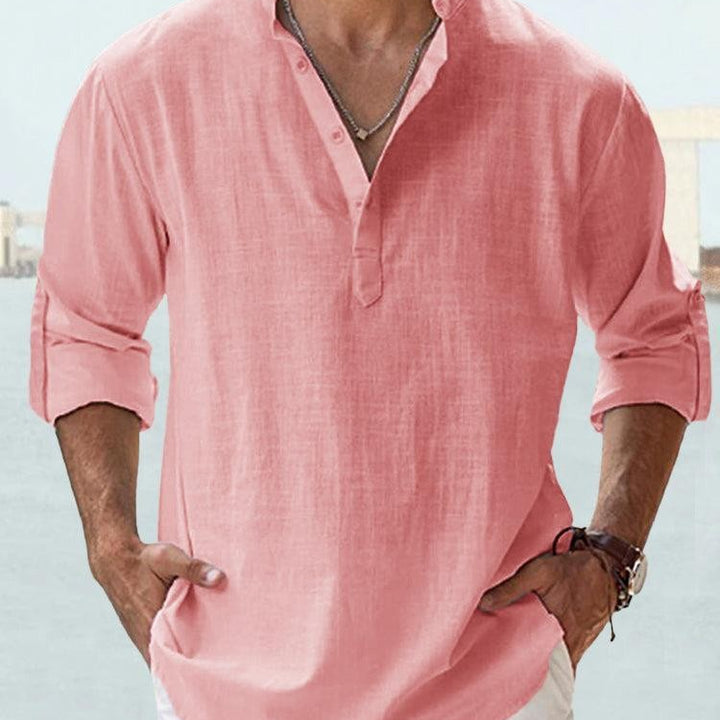 Summer Men's Casual Loose Fit Long Sleeve Cotton Shirt