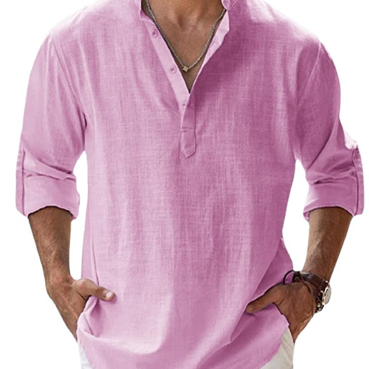Summer Men's Casual Loose Fit Long Sleeve Cotton Shirt